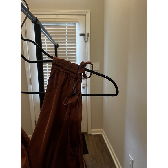 Skies Are Blue Satin Shoulder-Tie Pintuck Jumpsuit – Mauve – XS – NWT - Picture 3 of 12